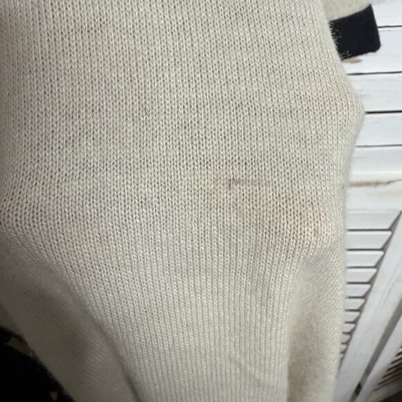 NWT BCBGMAXAZRIA Women's Small Med Cape Poncho Cardigan Wool Angora Cream Black - Picture 7 of 14